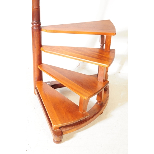 1042 - A 19th century revival mahogany set of library steps. Turned column with spindle gallery rails havin... 