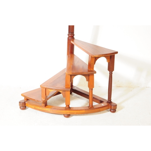 1042 - A 19th century revival mahogany set of library steps. Turned column with spindle gallery rails havin... 