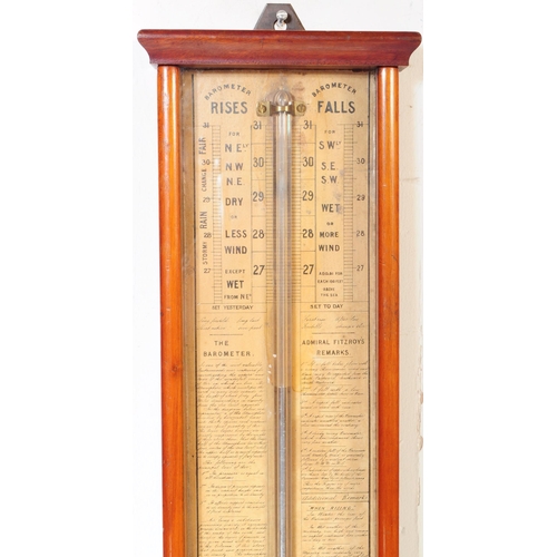 1043 - An early 20th century mahogany cased Admiral Fitzroy barometer having off-white ground with rise and... 