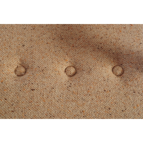 554A - British Modern Design - A vintage 1960's mid 20th century teak wood chair. Having beige fabric cushi... 