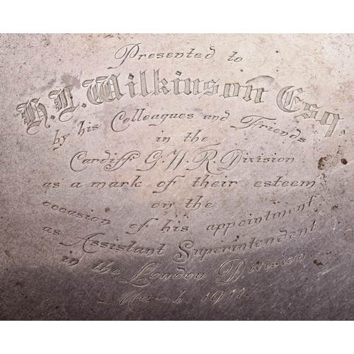 10 - Welsh Railway Interest - two hallmarked silver presentation pieces presented to one H. L. Wilkinson.... 