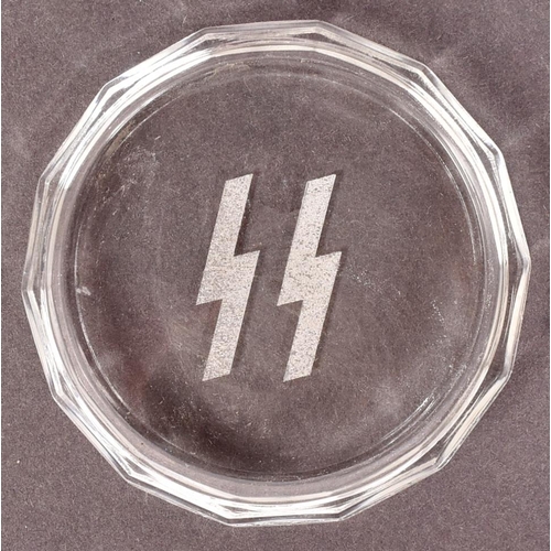 126 - A set of x10 WWII Second World War style Third Reich Nazi German Waffen SS drink coasters. Glass wit... 