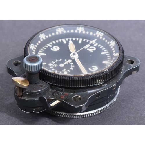 14 - A WWII Second World War Third Reich Luftwaffe aircraft cockpit clock by Junghans. Stamped to the mov... 