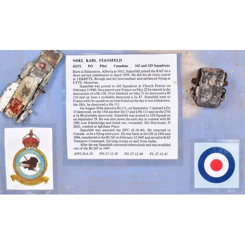 152 - A WWII Second World War British RAF Royal Air Force 229 Squadron Hawker Hurricane aircraft fragments... 