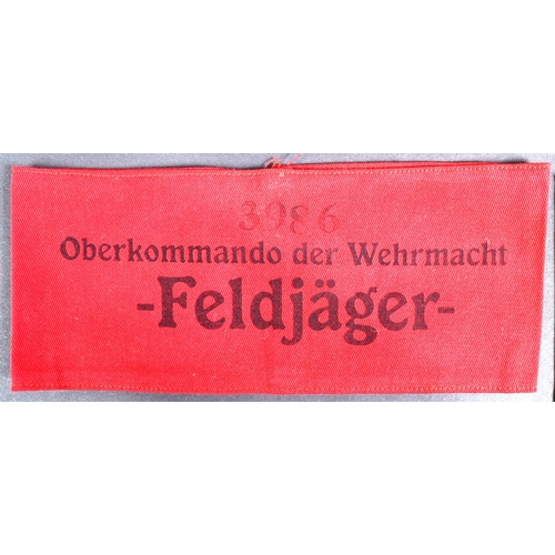 176 - A collection of WWII Second World War interest Third Reich Nazi Germany related armbands - Feldjager... 