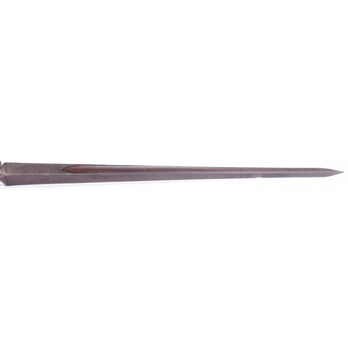 189 - An early 19th Century British Brown Bess musket rifle socket bayonet with zigzag slot and triangular... 