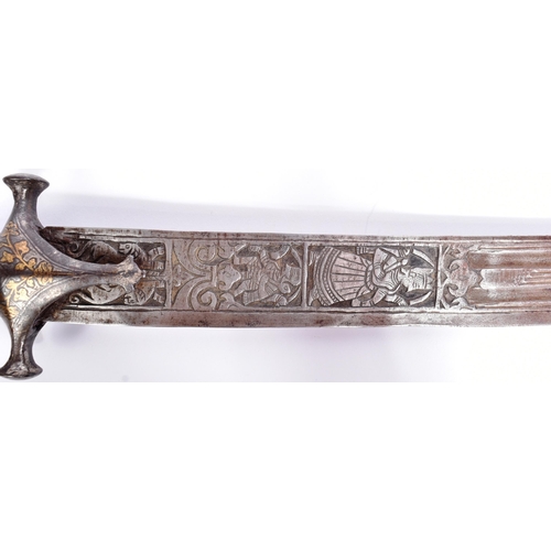 20 - An early 19th Century Indian Mughal Empire Tulwar ( Talwaar / Talwar ) sword. Disk shaped pommel wit... 