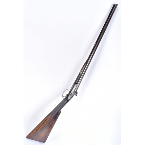 222 - An antique 19th century double-barrelled muzzle-loading percussion shotgun, made by S. E. Brail of S... 