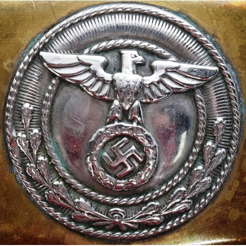 223 - A WWII Second World War Third Reich Nazi German SA Officers uniform belt buckle. Brass with white me... 