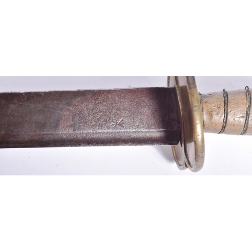 228 - A late 18th Century British Infantry Officers sword. Rounded brass pommel, knuckle bow, wooden grip ... 