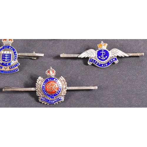 23 - A collection of x10 largely WWII Second World War British Military tie pins / sweet heart brooches f... 