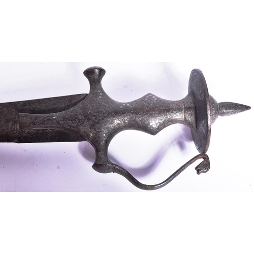 230 - A mid 18th Century North Indian Tulwar ( Talwaar / Talwar ) sword. Disc shaped pommel with spike fin... 