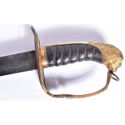 240 - A 19th Century 1803 pattern British Infantry Flank Officers sword / sabre. The sword having a lions ... 