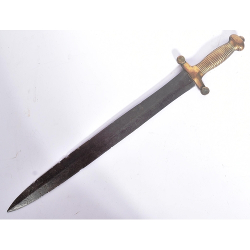 333 - A 19th Century 1831 pattern French Artillery short sword. Gladius type sword with a brass ribbed hil... 