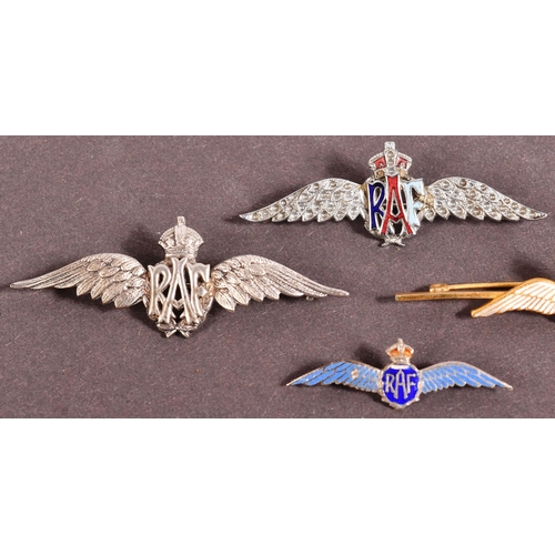 39 - A collection of x7 WWII Second World War RAF Royal Air Force sweet heart brooches. Largely sterling ... 