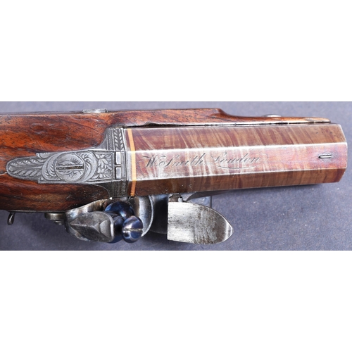 390 - William Smith of London - rare and fine cased pair of early 19th century flintlock pocket pistols, w... 