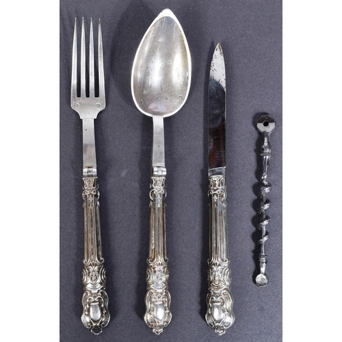 397 - A 19th Century Victorian Officers private purchase campaign cutlery set containing folding knife, fo... 