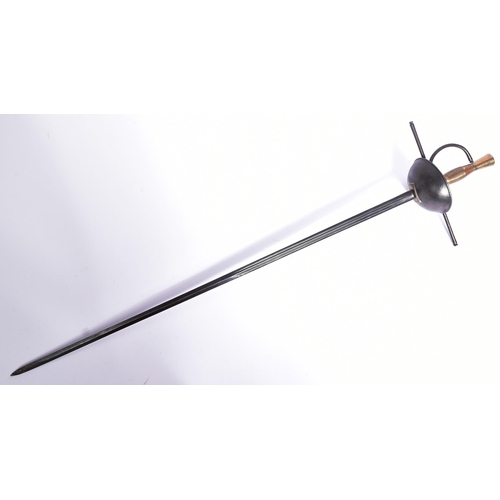 48 - A 19th Century European style / Spanish cup hilt rapier sword. Brass urn shaped pommel, wire bound g... 