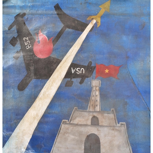 52 - A Vietnam War era propaganda poster. Hand painted on cloth and varnished the poster an American B52 ... 