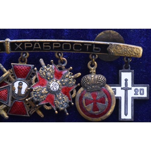 57 - Russian Civil War interest - a collection of original Russian Civil War era miniature medals mounted... 