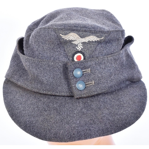 85 - A WWII Second World War Third Reich Nazi German Luftwaffe Officers M43 ski cap. Field grey / blue wo... 