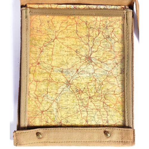 89 - A WWII Second World War British RAF Royal Air Force folding map case containing a large map of North... 