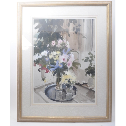 131 - John Yardley (b.1933) - A 20th century watercolour on paper still life painting depicting a bouquet ... 