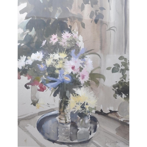 131 - John Yardley (b.1933) - A 20th century watercolour on paper still life painting depicting a bouquet ... 