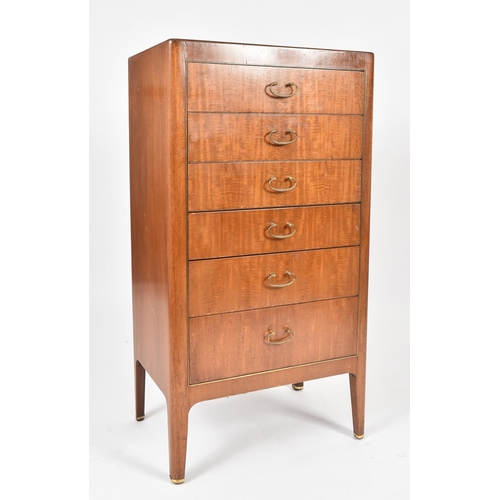 195 - Greaves & Thomas - A retro mid 20th century mahogany upright pedestal chest of drawers. The chest ha... 