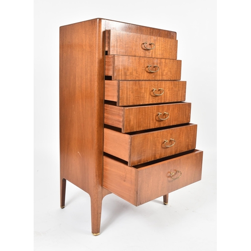 195 - Greaves & Thomas - A retro mid 20th century mahogany upright pedestal chest of drawers. The chest ha... 