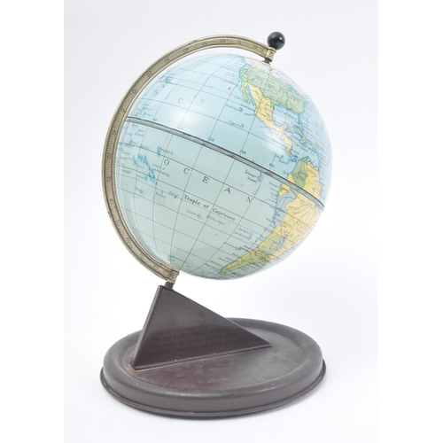 198 - Chad Valley - a mid century vintage childrens' desk top globe map of the world. The globe mounted up... 