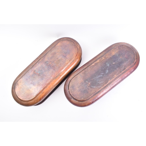 22 - A pair of 19th century Italian copper planters. Each planter of rounded rectangular form with etched... 