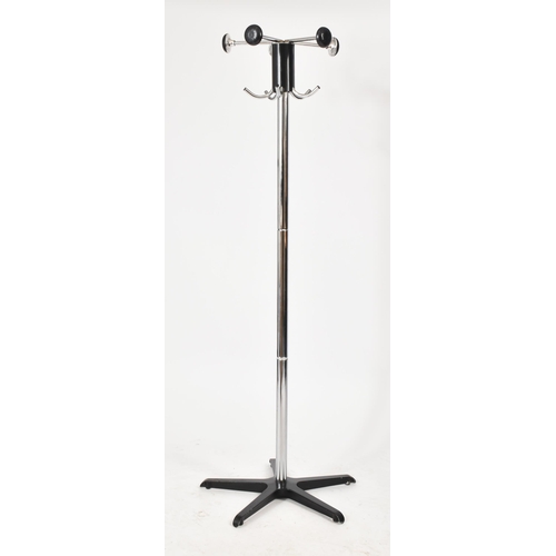 341 - A retro 20th century Space Age free standing coat and hat stand. Upright form with a series of protr... 