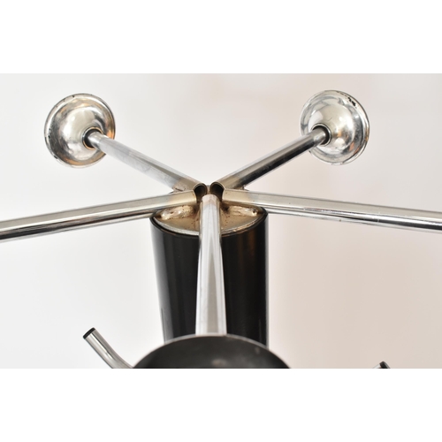 341 - A retro 20th century Space Age free standing coat and hat stand. Upright form with a series of protr... 