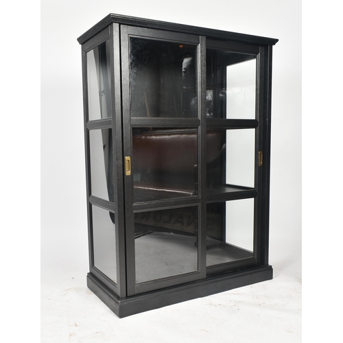 597 - Ikea - Malsjo - A contemporary Swedish design ebonised wood & glass display cabinet / bookcase. The ... 