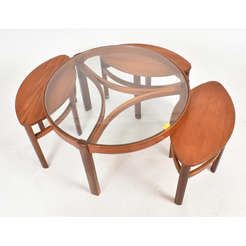 62 - Nathan - Circles - Trinity Nest - A retro 1960s teak wood and glass topped coffee table / low table ... 