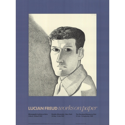 63 - After Lucien Freud (British, 1922-2011) - ' Man at Night - Self Portrait ' - a vintage exhibition pr... 