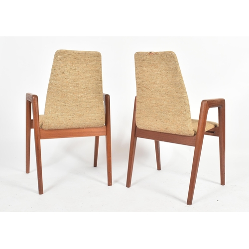 64 - Kai Kristiansen for Schou Andersen - A pair of retro mid 20th century Danish teak framed armchairs /... 