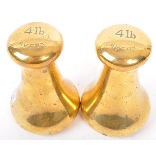 222 - Avery - A set of five solid brass bell-shaped weights by Avery. Lot to include 2lb, three x 4lb and ... 
