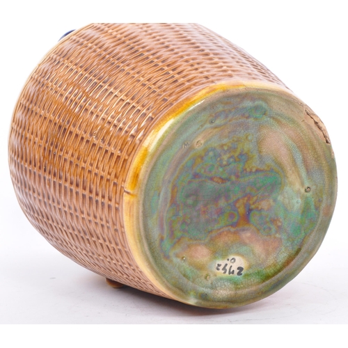 63 - George Jones - A 19th century George Jones majolica pottery 'Basket' jug. The basket having cobalt g... 