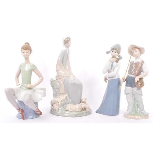 89 - Lladro - Nao - A collection of four late 20th century porcelain tableware figurines. To include a ba... 