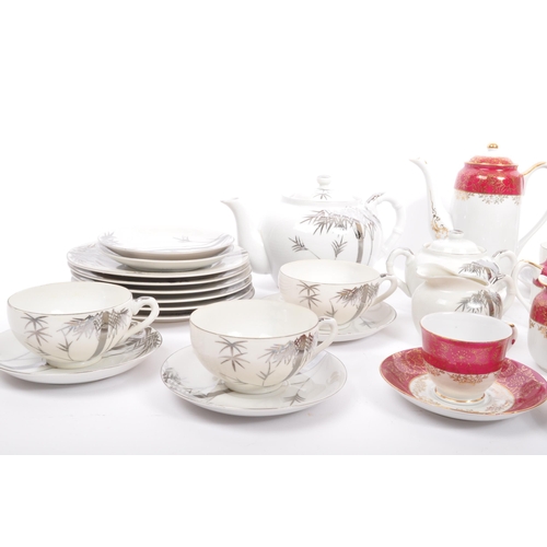 90 - A set of two vintage 20th century Asian Japanese tea services sets. Comprising of teapot, cups, sauc... 