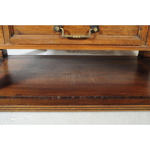607 - A vintage 20th century solid pine and oak coffee table. Of rectangular form with mosaic style tiles ... 