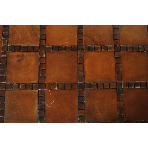 607 - A vintage 20th century solid pine and oak coffee table. Of rectangular form with mosaic style tiles ... 