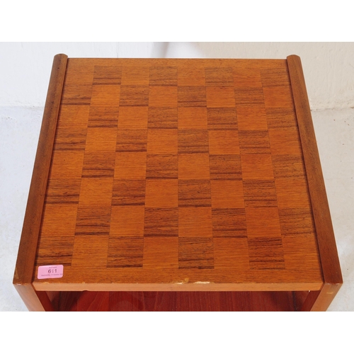 611 - McIntosh Furniture - A mid 20th century teak chequered side table. The table having check board type... 