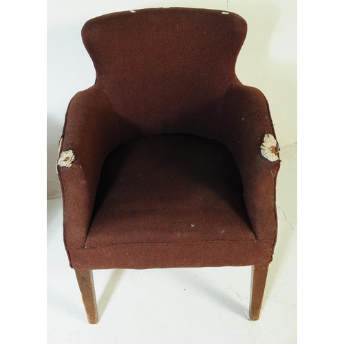 619 - British Modern Design - A pair of mid century woollen upholstered armchairs. The chairs being raised... 