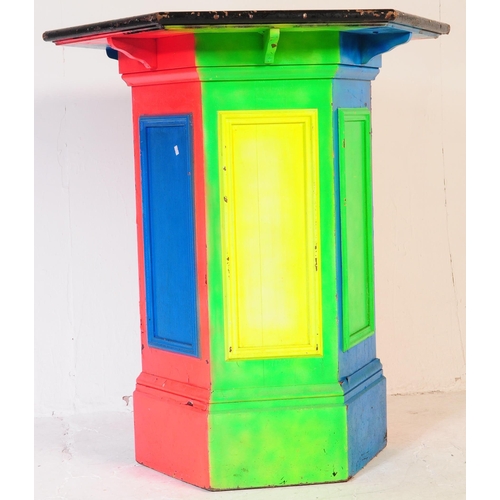 623 - A vintage 20th century UV painted occasional beer / café garden table. Of hexagonal shape with large... 