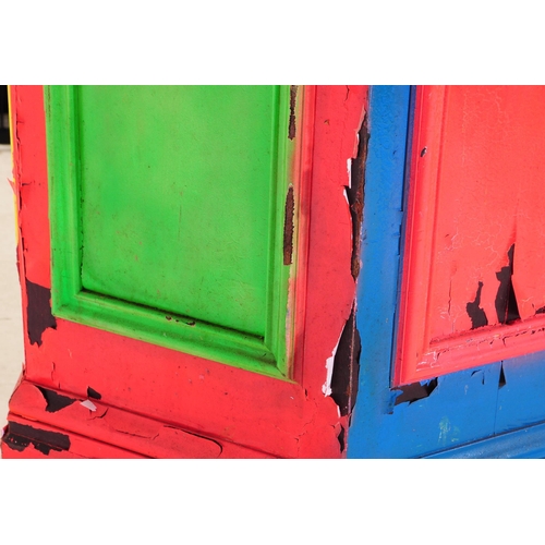 623 - A vintage 20th century UV painted occasional beer / café garden table. Of hexagonal shape with large... 