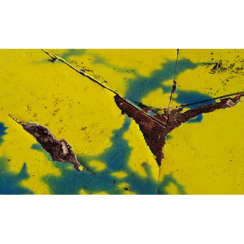 623 - A vintage 20th century UV painted occasional beer / café garden table. Of hexagonal shape with large... 