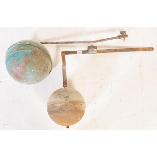 624 - Two retro 20th century water tank fil ball cock / stop flow floatation devices. Having a spherical e... 